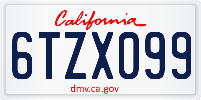 CA license plate 6TZX099
