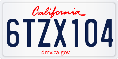 CA license plate 6TZX104