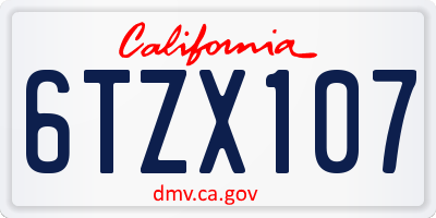 CA license plate 6TZX107