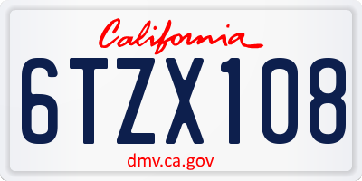 CA license plate 6TZX108