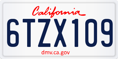 CA license plate 6TZX109