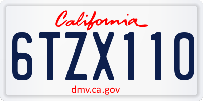 CA license plate 6TZX110