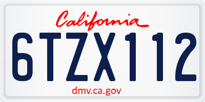 CA license plate 6TZX112