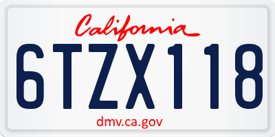 CA license plate 6TZX118