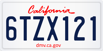CA license plate 6TZX121