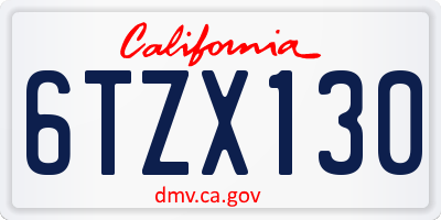 CA license plate 6TZX130