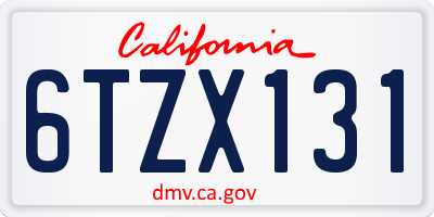 CA license plate 6TZX131