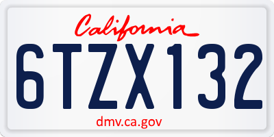 CA license plate 6TZX132