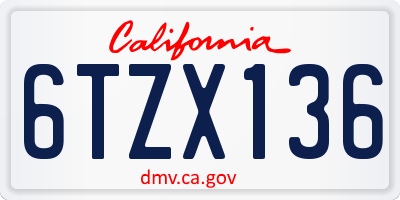 CA license plate 6TZX136