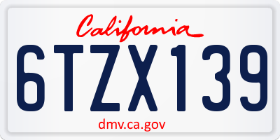 CA license plate 6TZX139