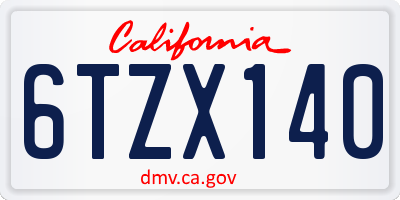 CA license plate 6TZX140