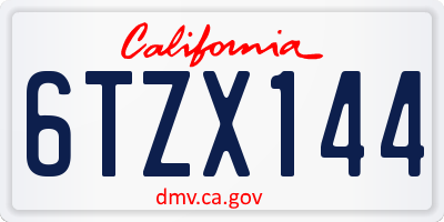 CA license plate 6TZX144