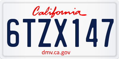 CA license plate 6TZX147