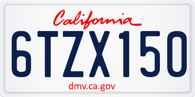 CA license plate 6TZX150
