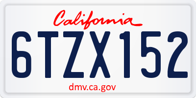 CA license plate 6TZX152