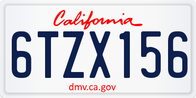 CA license plate 6TZX156