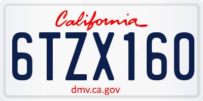 CA license plate 6TZX160