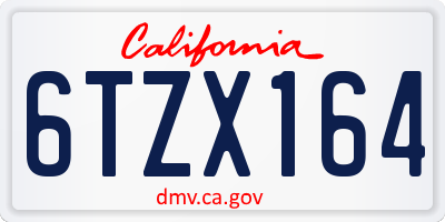 CA license plate 6TZX164