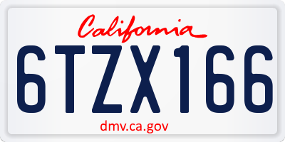 CA license plate 6TZX166