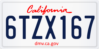 CA license plate 6TZX167