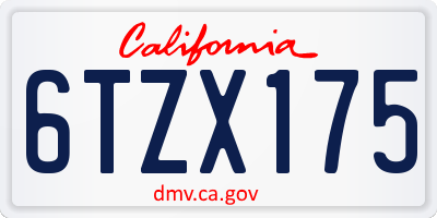 CA license plate 6TZX175