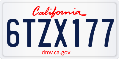 CA license plate 6TZX177