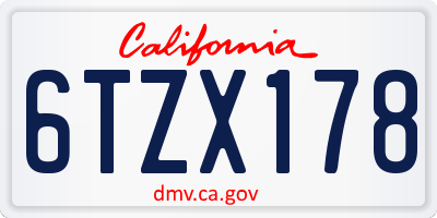 CA license plate 6TZX178