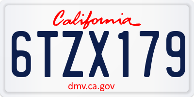 CA license plate 6TZX179