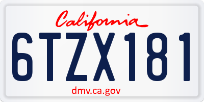 CA license plate 6TZX181