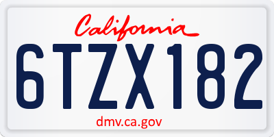 CA license plate 6TZX182