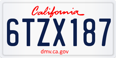 CA license plate 6TZX187
