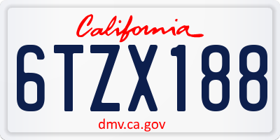 CA license plate 6TZX188