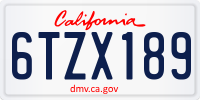 CA license plate 6TZX189