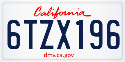 CA license plate 6TZX196
