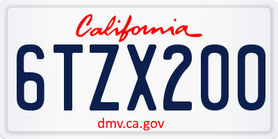 CA license plate 6TZX200