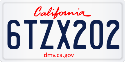 CA license plate 6TZX202