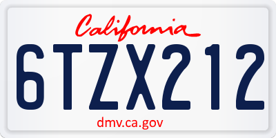 CA license plate 6TZX212