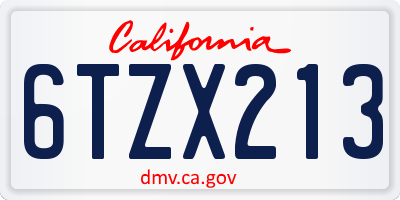 CA license plate 6TZX213