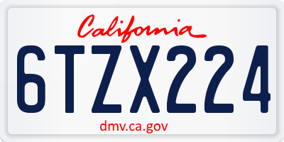 CA license plate 6TZX224