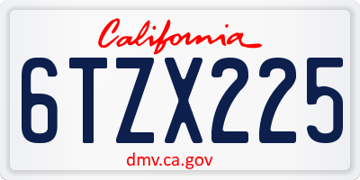 CA license plate 6TZX225