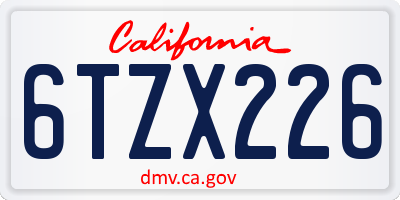 CA license plate 6TZX226