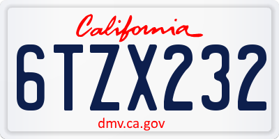 CA license plate 6TZX232