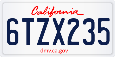 CA license plate 6TZX235