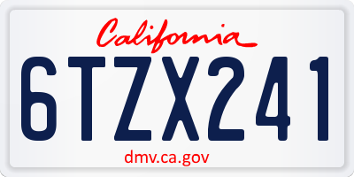 CA license plate 6TZX241
