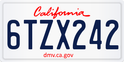 CA license plate 6TZX242