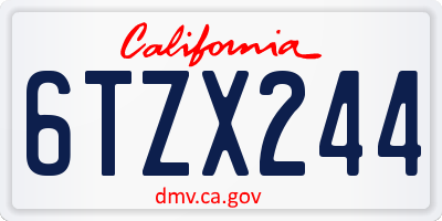CA license plate 6TZX244