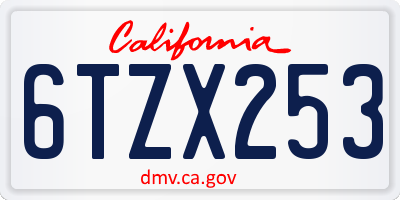 CA license plate 6TZX253