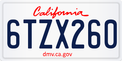 CA license plate 6TZX260