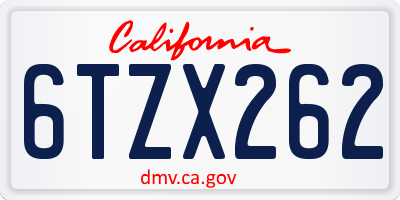 CA license plate 6TZX262