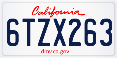 CA license plate 6TZX263
